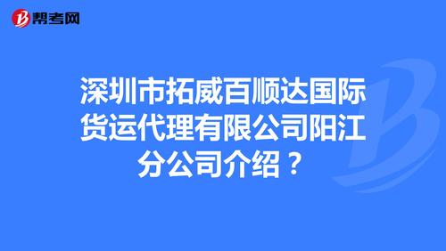 深圳市拓威百顺达国际货运代理有限公司阳江分公司介绍?